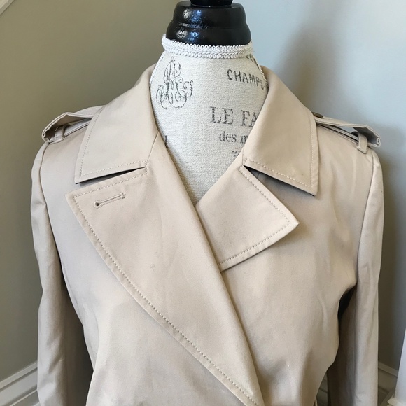 JCREW 2011 Icon Trench Coat Womens 0 6 Khaki Beige Water Repellent H5852 NEW - Picture 5 of 13
